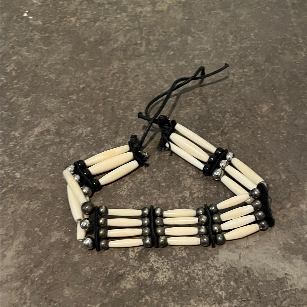 Handcrafted Cream Bead Multi-Row Bracelet